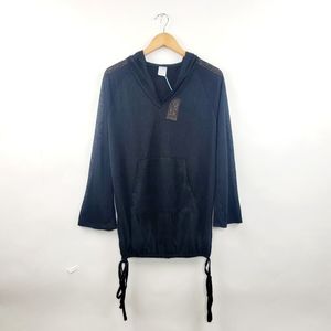 *3/$25 NWT Kona Sol Black Knit Beach Cover Up Hoodie Small Semi Sheer